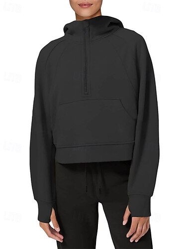  Per donna Felpa con cappuccio Semplice Streetwear Casual Manica Lunga Con Cappuccio Top Regolari Streetwear Ferie Cerniera Rosa chiaro Nero Rosa Rosso Blu marino Inverno