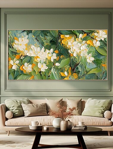  Peinture à l'huile faite à la main sur toile, décoration murale moderne abstraite, fleurs à l'huile épaisses pour salon, décoration d'intérieur, cadre tendu, peinture suspendue/toile roulée (sans