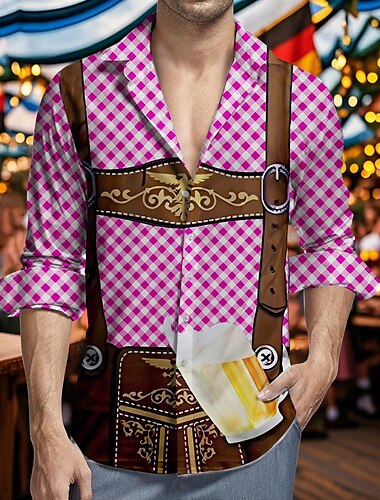  Oktoberfest Olut Nahkahousujen painatus Hawaii paidat Havaijilaispaita baijerilainen München Saksa Kuvitettu Käyttötarkoitus Miesten Aikuisten Karnevaali Oktoberfest-olut 3D-tulostus Loma Juhla