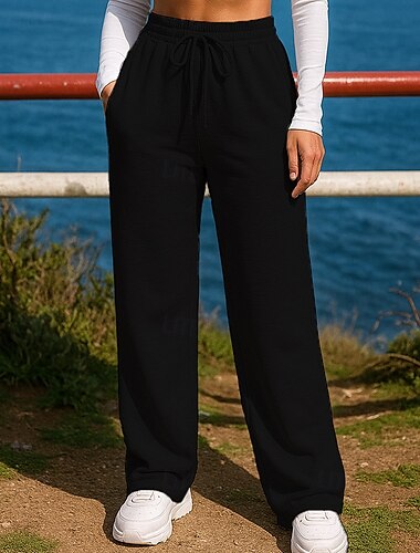  Mujer Pantalones Deportivo Pantalones de pierna ancha Pantalones de jogging Bolsillo Correa Alta cintura Prendas de abajo Ropa Deportiva Gimnasia Ejercicio Transpirable Senderismo Rutina de ejercicio
