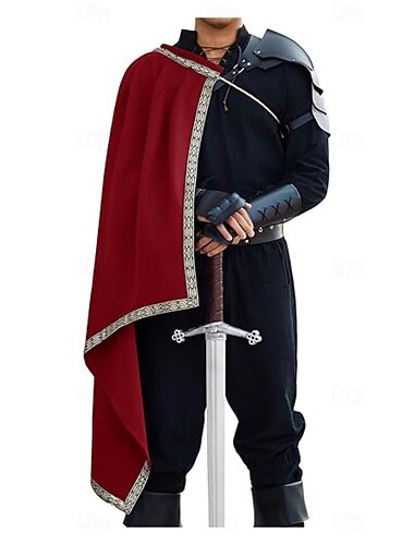  レトリ／ヴィンテージ 中世 ルネッサンス ケープ ショール 戦士 ナイト ケルティックナイト 仮装 男性用 セルティック ハロウィーン カーニバル 性能 パーティー LARP 大人 クローク