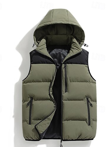  Herre Trekking-vest Dunvest Uden ærmer Vest Udendørs Hold Varm Vinter Lynlås Lomme Polyester Sort Grøn Kakifarvet Jagt Fiskeri Klatring