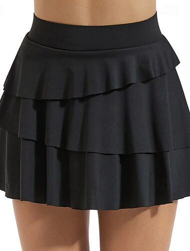  全米オープン 女性用 ソリッド テニススカート ショートパンツ付きテニススカート 多層式 ワイドウエストバンド 高通気性 テニス ゴルフ ピクルスボール フォレストグリーン ブラック ダークブルー テニスウェア