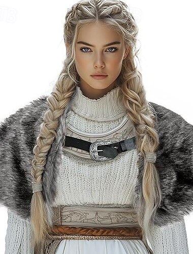  Retro Středověké Renesanční Pláštěnka Přehozy přes ramena Kostým z umělé kožešiny Válečník Viking Maškarní kostým Dámské Viking předvečer Všech svatých Karneval Výkon Párty LARP Dospělí Šátek