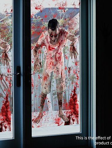  Adesivi murali per finestre di Halloween con impronte di mani insanguinate &Adesivi con artigli ombra, decalcomanie statiche in vetro bifacciali per decorare le pareti delle finestre delle feste di