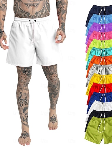  Herre Atletiske shorts Aktive shorts Shorts Casual shorts Snørelukning Vanlig Komfort Åndbart udendørs Daglig I-byen-tøj Mode Afslappet Sort Hvid