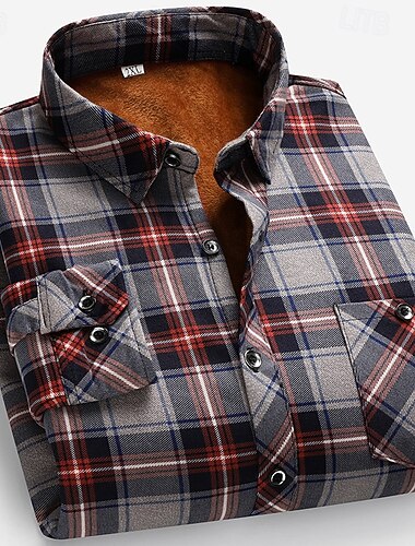  Per uomo Camicia casual Camicia di flanella Camicia a quadri Camicia con Bottoni Rosso Blu Manica Lunga Quadri Bavero Vacanza Casual Quotidiano Bottonato Abbigliamento Moda Casual Confortevole
