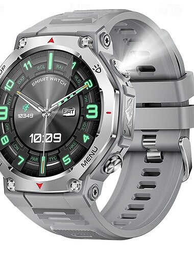  2025 New Smart Watch with Flashlight/UV Light 5ATM Waterproof Bluetooth Call Sports Smartwatch Men for Huawei Xiaomi