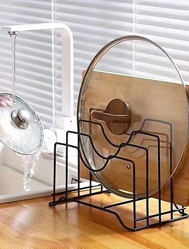  Portacoperchi per pentole e organizer per taglieri, scolapiatti in ferro indipendente per piano di lavoro, mobile o scaffale della cucina, organizer multiuso per cucina e accessorio di stoccaggio