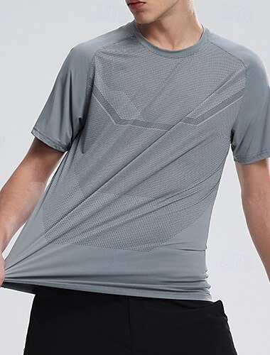  Herre Performance skjorte Sport-T-shirt Kortærmet Rund hals Toppe Udendørs Hurtigtørrende Svedreducerende lugtdæmpende Åndbart Polyester Mørkegrå Hvid Lys pink Tennis Golf Løb