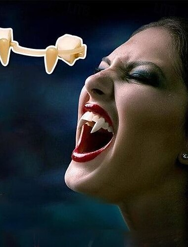  Zanne da vampiro retrattili per Halloween, denti da vampiro realistici per cosplay, accessori per feste in costume da zombie per adulti e bambini, spaventose dentiere da Dracula per travestimenti in maschera per Halloween