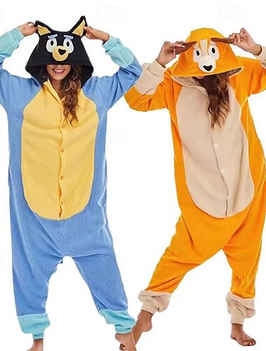  Fantasia animale Cane blu Bingo Pigiama Kigurumi Costume tutina Film d'avventura Cosplay di film for Unisex Adulti Halloween Carnevale Giornata mondiale del libro Casa Vestiti per eventi scolastici