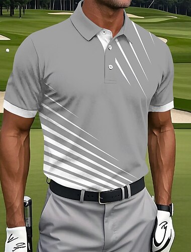 Homens Golf Linha Pólo Camisas Polo Esportivas Manga Curta Camisas polo Camisas de colarinho Casual Roupa Esportiva Botões Verão Preto Branco Azul
