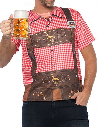  Oktoberfest Nahkahousujen painatus T-paita baijerilainen München Saksa Kuvitettu Käyttötarkoitus Miesten Aikuisten Karnevaali Oktoberfest-olut 3D-tulostus Juhla Rento / arki