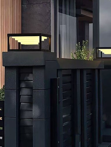  Udendørs stolpelampe IP65 vandtæt lampelampe sort akryl 25/30 cm udendørs stolpelampe til indkørsel baggård terrasse have