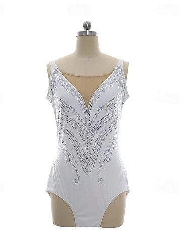  Kűrruha Női Lány Klizanje na ledu Ruhák Fehér Kollázs Hüvelykujj bújtató Háló Spandex Nyúlós Edzés Gyakorlat Professzionális Kűrruhák Melegen tartani Kristály / Strassz Ujjatlan Jégkorcsolyázás
