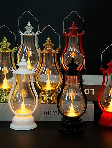  LED retro olejová lampa přenosná petrolejová lucerna elektronická svíčka lampa halloween domácí dekorace
