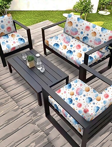  Housse de coussin de siège d'extérieur pour patio, housses en microfibre teintées en fil floral