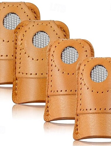  4 Stück Leder-Nähfingerhut, Fingerling zum Handnähen, Quilten, Leder-Fingerschutz, Fingerschutz, Stecknadeln, Stricken, Bastelzubehör, DIY-Nähwerkzeuge, 2 Größen