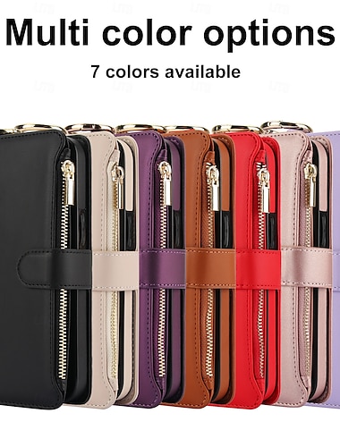  هاتف غطاء من أجل سامسونج جالاكسي ق 25 اس 25 بلس اس 25 الترا S23 Ultra Plus S23 Ultra S23 Plus أ 73 أ 53 سامسونج A13 5G حافظة بطاقة المحفظة سحاب مع الحبل فتحة لبطاقة مكتب  /  الأعمال TPU جلد PU