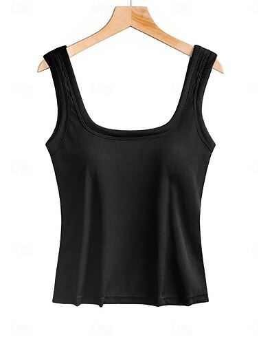  Női Camisole Tank Top Tömör szín Napi Stílusos Alkalmi Ujjatlan Szögletes Normál felsők Napi Fekete Fehér Rubin Lóhere Szürke Nyár Tavasz