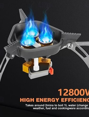  12800W 防風キャンプ用ストーブ キャンプ用ガスストーブ ピエゾ点火 ポータブル 折りたたみ式 トリプルバーナー アウトドア ブタンストーブ ハイキング バックパッキング 調理 バーベキュー用