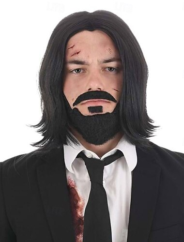  Perucă pentru costum de asasin legendar pentru bărbați, peruci de petrecere pentru cosplay de Halloween