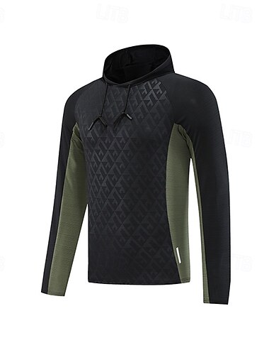  Herre Vandretop Sport-hættetrøje Langærmet Hætte Toppe Udendørs Hurtigtørrende Svedreducerende lugtdæmpende Åndbart Polyester Patchwork Mørkegrå Sort Rød Jagt Tennis Atletik