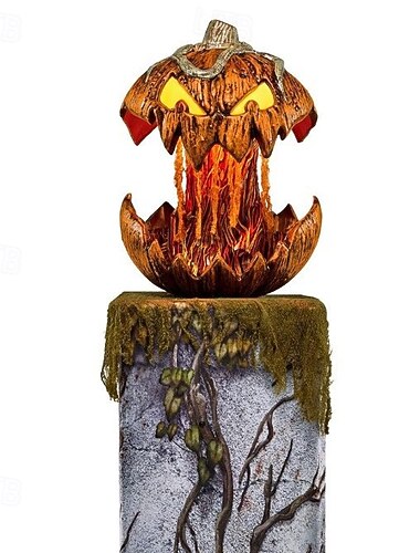  Halloween pumpa lykta vikbar läskig töjbar med ljud festdekoration för inomhus/utomhus 20 cm