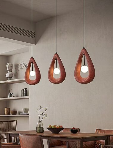  nagyméretű modern függesztett lámpák, japán wabi-sabi stílusú függőlámpák, esőcsepp alakú csillár étkezőbe, konyhaszigetre, előszobába, étterembe, g9 50cm