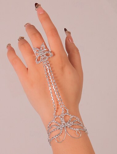  Damen Ringarmband / Sklavenarmband Klassisch Schmetterling Kostbar Gesegnet Mode Personalisierte Luxus Strass Armband Schmuck Silber Für Hochzeit Straße Geschenk Verlobung
