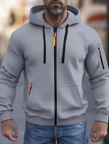  Per uomo Felpa con cappuccio Felpa con cappuccio a zip intera Felpa con cappuccio in pile Felpa con cappuccio tattica Nero Bianco Verde militare Rosso Borgogna Con Cappuccio Semplice Cerniera Sport