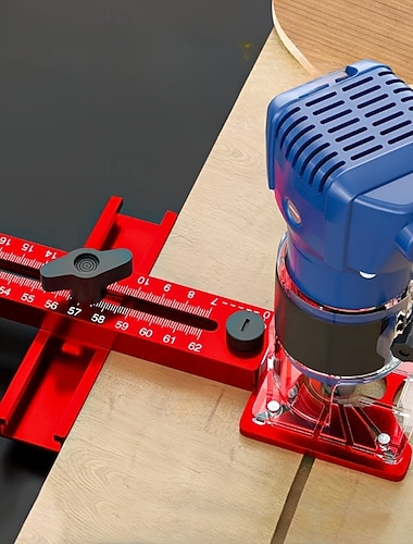  Woodworking Milling Machine Multifunctional 3-in-1 Aluminum Clamp - Precision Circular Cutting and Milling Tool with Adjustable Groove Bracket Red Base and Transparent Acrylic Rail