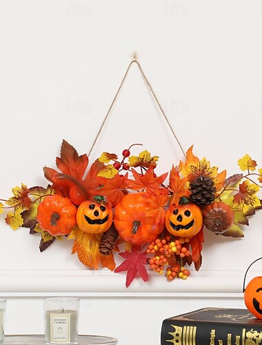  halloween őszi dísz juhar levelek &tök függő dekoráció új aratási fesztivál falra akasztható ünnepi dekorációs címkék halloweenre, hálaadásra és őszi ünnepségekre