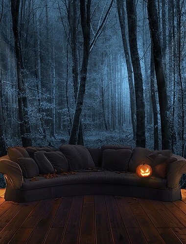  Halloween Tkanina Ścienna Scena Lasu – Straszne Mroczne Lasy z Dyniami Straszna Nocna Atmosfera Nawiedzona Dekoracja Domowa na 2025 Halloween w Sypialni i Salonie
