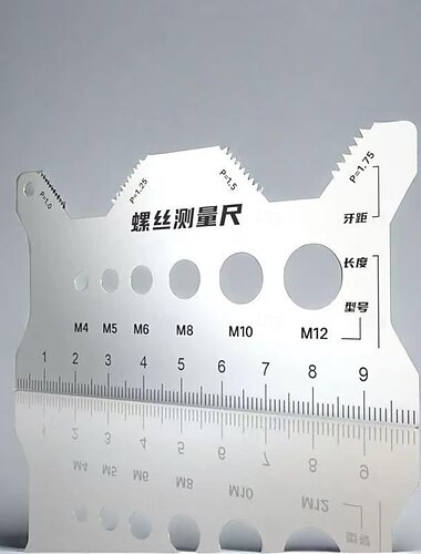  Stainless Steel Double-Sided Bolt Gauge Card, Portable Highly Precise Bolt Size-it Gauge, Bolt Size Finder, Quickly and Accurately Identify Bolt Thread and Screw Sizes