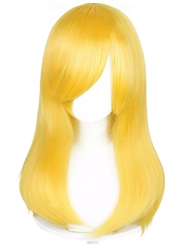 Babyrosa Cosplay-Perücke für Damen und Herren, lange, glatte Cosplay-Perücke mit Pony, hitzebeständiges Haar für Partys und Halloween-Kostüme, Weihnachts-Kunsthaar