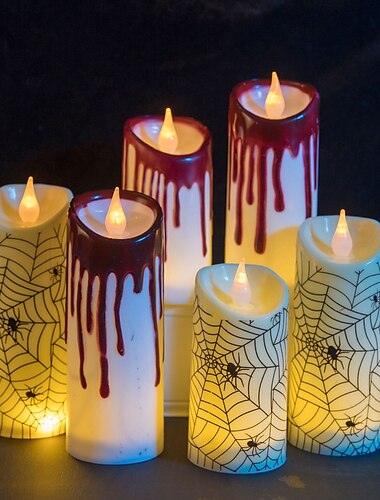  1 peça de luz de vela LED de Halloween sem chama, luz piscante para decoração de festa