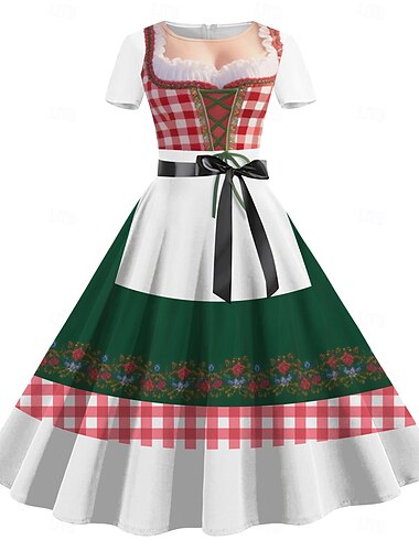  Oktoberfest Dirndl-trykk Kjoler Bayersk München Tysk Graphic Til Dame Voksne Karneval Oktoberfest øl 3D-utskrift Fest
