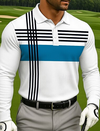 Per uomo Golf Linea Polo Manica Lunga Magliette polo Camicie con Colletto Abbigliamento Sportivo Athleisure Abbigliamento quotidiano Stampa 3D Primavera Autunno Blu Verde