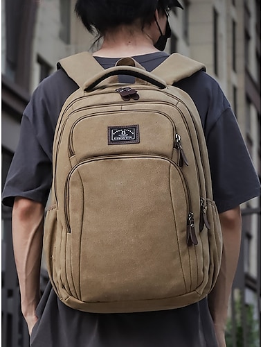  Men's Casual Laptop Backpack – Water-Repellent Canvas Bag with Multiple Compartments, Durable Design for School, Travel and Everyday Use