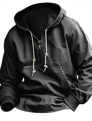  Per uomo Tattico Nero Blu marino Con Cappuccio Semplice Con zip Tasca Frontale Zip a un quarto Tattico Sport & Outdoor Casuale Streetwear Cool Abbigliamento Sportivo Autunno & Inverno Abbigliamento