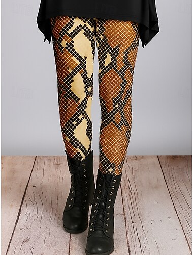  Dámské Legíny prázdniny Vinobraní Etnický styl Plná délka Vysoký pas Grafika Zvíře Leopard Vysoká pružnost Domů Ležérní Žlutá Hnědá Khaki Podzim Jaro. Podzim. Zima. Léto
