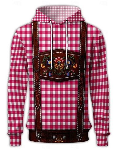  Októberi fesztivál Lederhosen nyomtatás Dirndl nyomtatás Kapucnis felsőrész Pullover bajor München Német Grafikus Kompatibilitás Páros Férfi Női Felnőttek Farsang Októberi fesztivál 3D nyomtatás