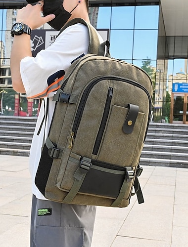  Pánské batoh Školní taška Funkční batoh Školní batoh Bookbag Škola Denní Plátno Nastavitelná Velká kapacita Lehká váha Zip Světle khaki. Černá Armádní zelená