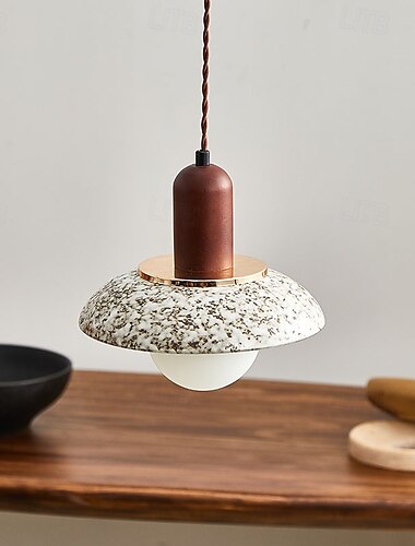  Lampada a sospensione moderna in ceramica fatta a mano, materiale in metallo e ceramica, altezza 20 cm, luce bianca calda, G9, catena regolabile