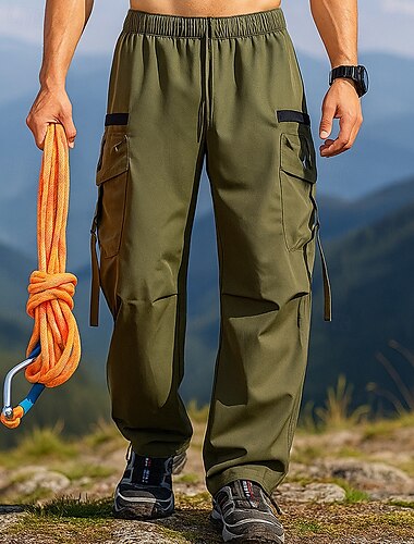  Homens Calça Cargo Calças impermeáveis Ao ar livre Normal Prova-de-Água A Prova de Vento Calças Bolsos Cintura elástica Com Cordão Preto Verde Tropa Acampar e Caminhar Corrida S M L XL