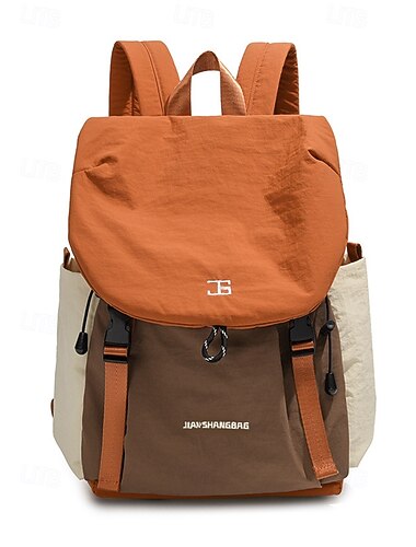  Sac à dos unisexe imperméable à blocs de couleurs – sac d'école d'extérieur décontracté avec grande capacité et design multi-poches pour adolescents et étudiants