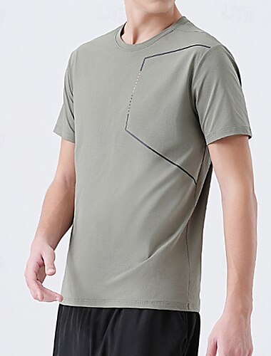  Herre Performance skjorte Sport-T-shirt Kortærmet Rund hals Toppe Udendørs Hurtigtørrende Svedreducerende lugtdæmpende Åndbart Polyester Sort Blå Lysegrå Fiskeri Tennis Løb