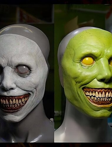  大人用の怖いハロウィーンマスク、リアルで耐久性のある天然ラテックス製の不気味なホラーマスク（コスプレ用）